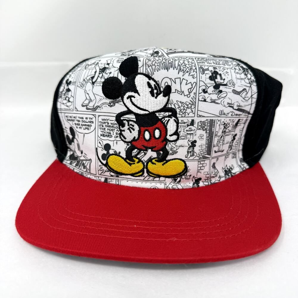 Disney Mickey Mouse Comic Strip Snapback Hat Red … - image 1